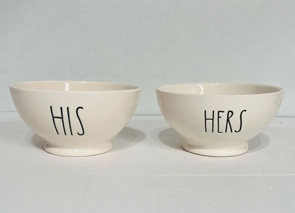 Rae Dunn HIS and HERS Bowls   EUC